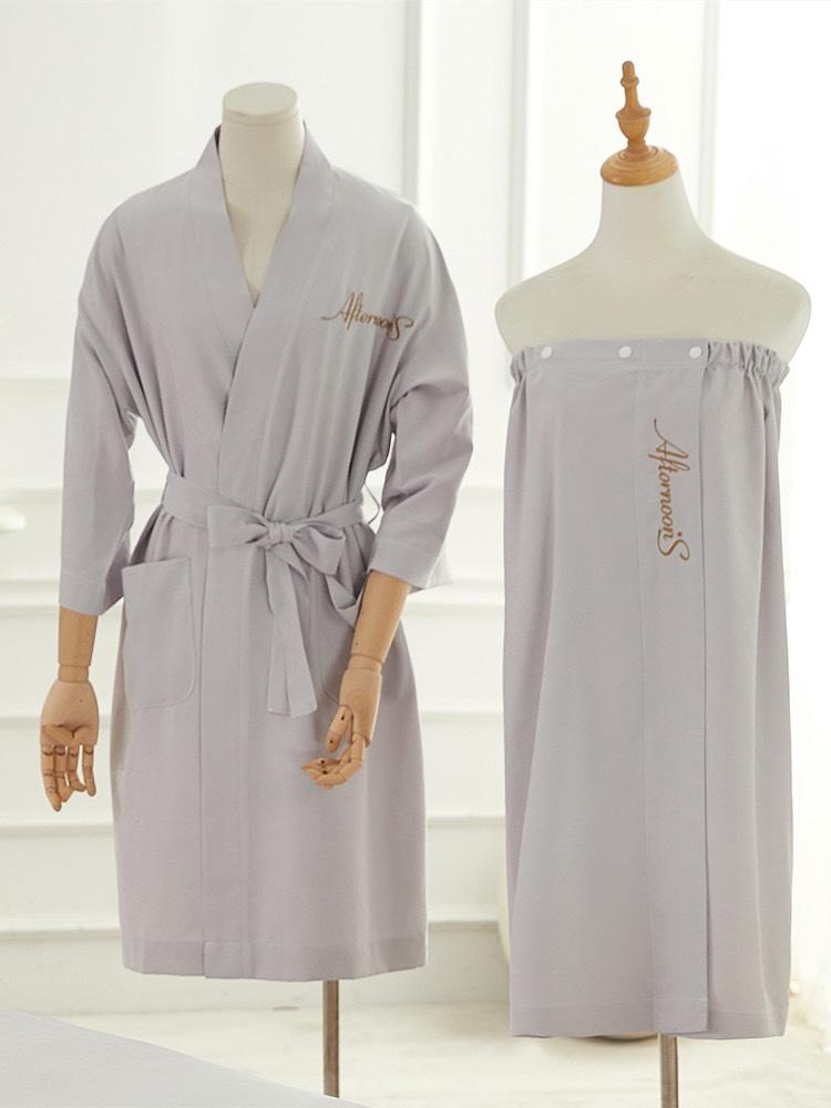 마사지 가운 바버샵 업소용 면타월 에스테틱 피부관리실 카키 목욕 가운 - 상세 이미지 4