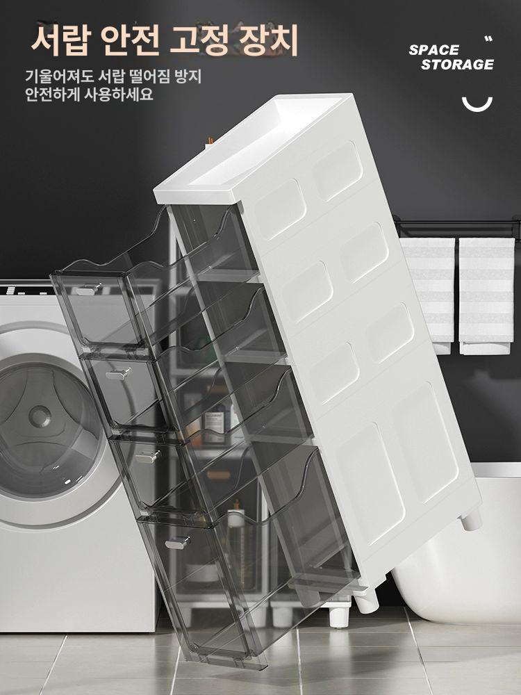 틈새 수납장 폭좁은 욕실 선반 주방 팬트리 공간활용 베란다 원목 높은 슬림 미니 슬라이딩 - 상세 이미지 3