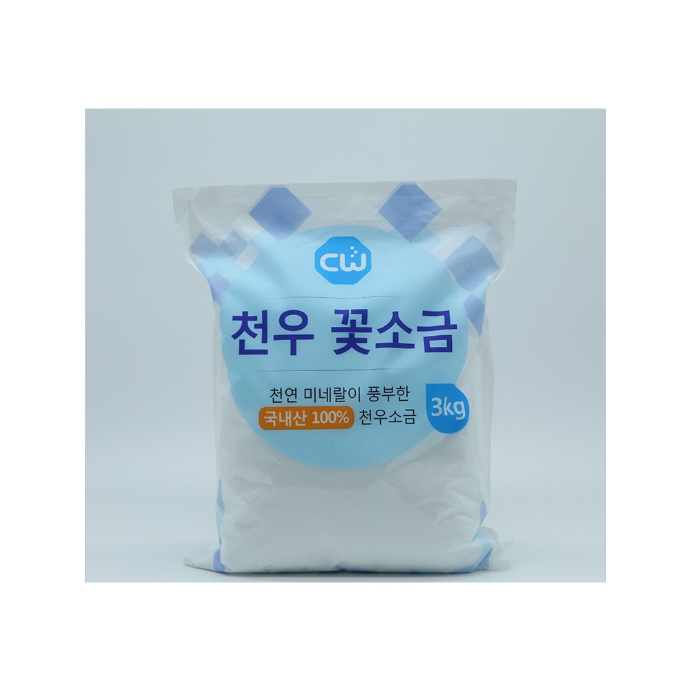 깨끗하게 씻은 천우 꽃소금 요리 밑간 국물 간 맞춤 입자 고운 국산 천일염 - 상품 이미지
