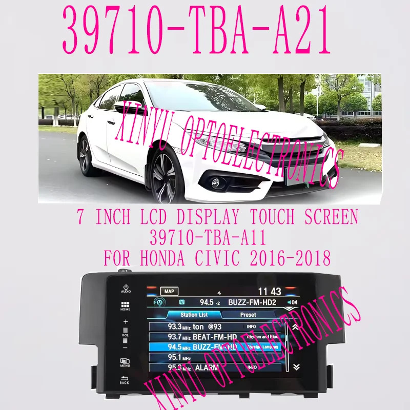 7 인치 LCD 디스플레이 터치 스크린 39710-TBA-A11 39710-TBA-A21 HONDA호환 Civic - DVD 라디오 오디오 플레이어