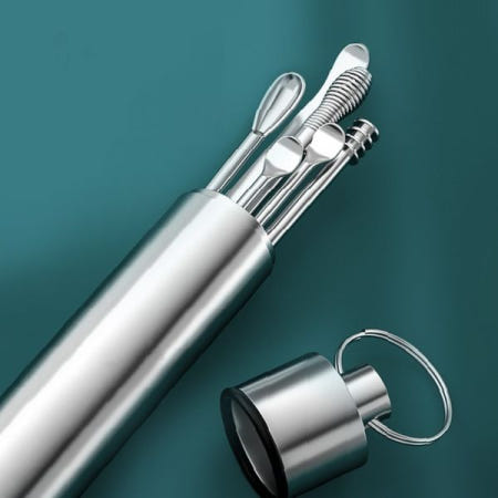 스테인리스귀청소기 6p 키링형귀이개 휴대용케이스 금속재질 개인위생관리 귀손질도구