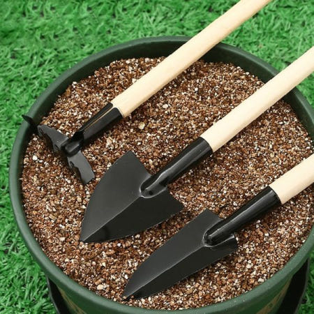 화분관리세트 3p 원예 정원 흙 파기 갈퀴 모종 심기 베란다 가드닝 도구