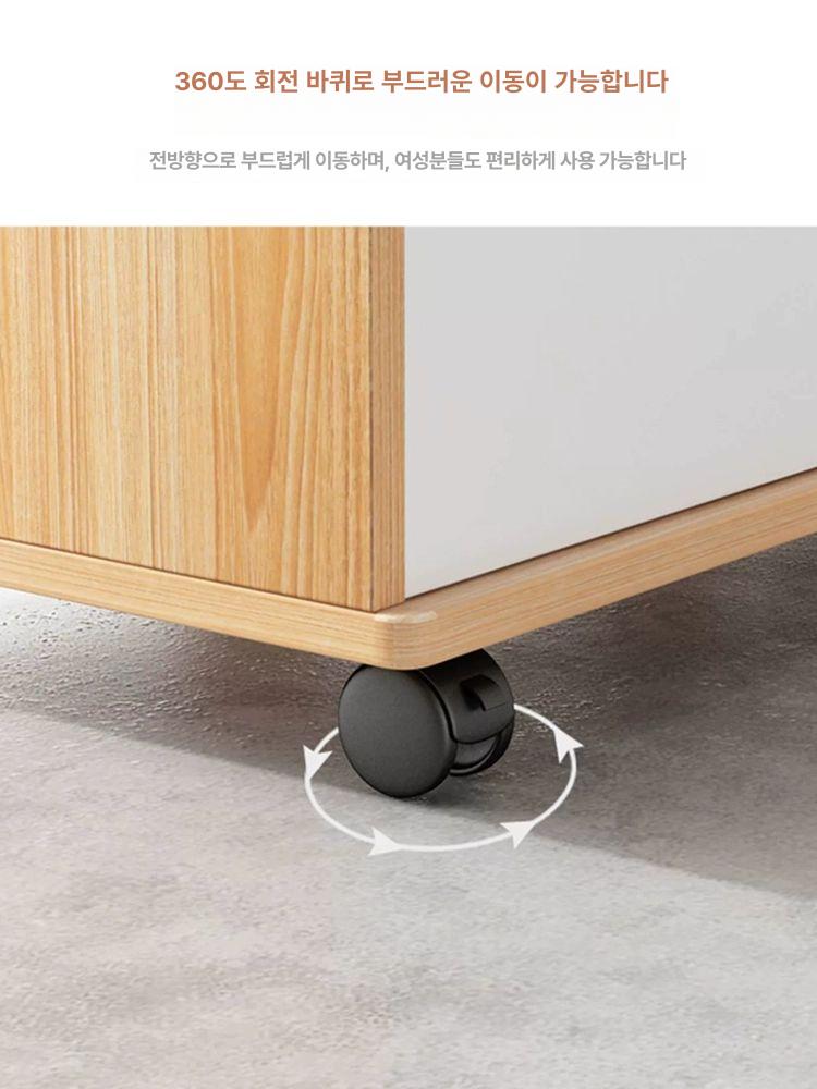 프린터 수납장 복사기 스탠드 데스크 수납함 바퀴 컴퓨터 3단 서랍 1문 2칸 웜화이트 100cm 대용량 - 상세 이미지 3