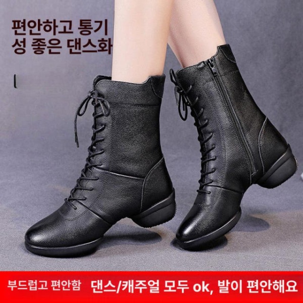 최신 재즈 라틴화 줌바 살사 부츠 운동화 라인댄스 와인레드 단층 가죽 34 와인레드 단층 가죽 34 - 상세 이미지 3