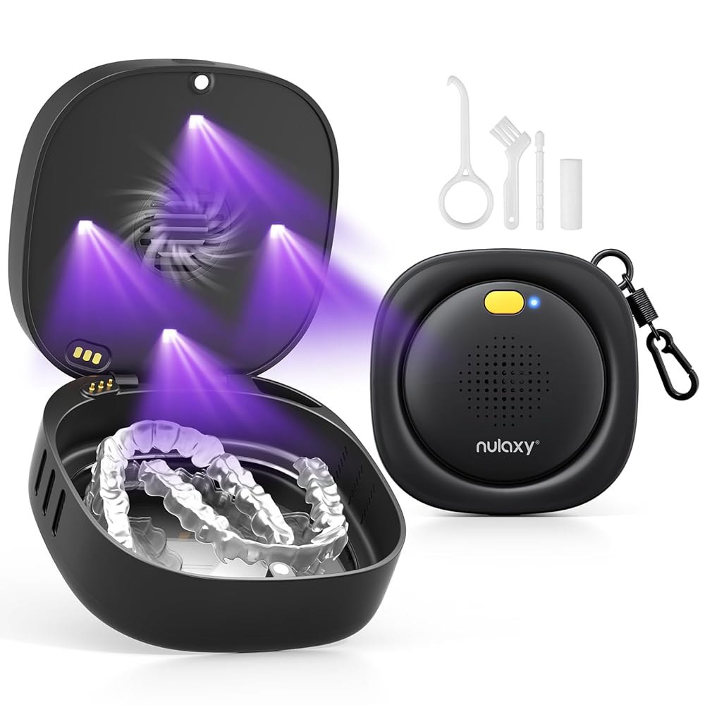 Nulaxy UVC Retainer Case with Box Brush Closure Slim Aligner Mirror, Removal Portable Fan, Vent Tool - 상품 이미지