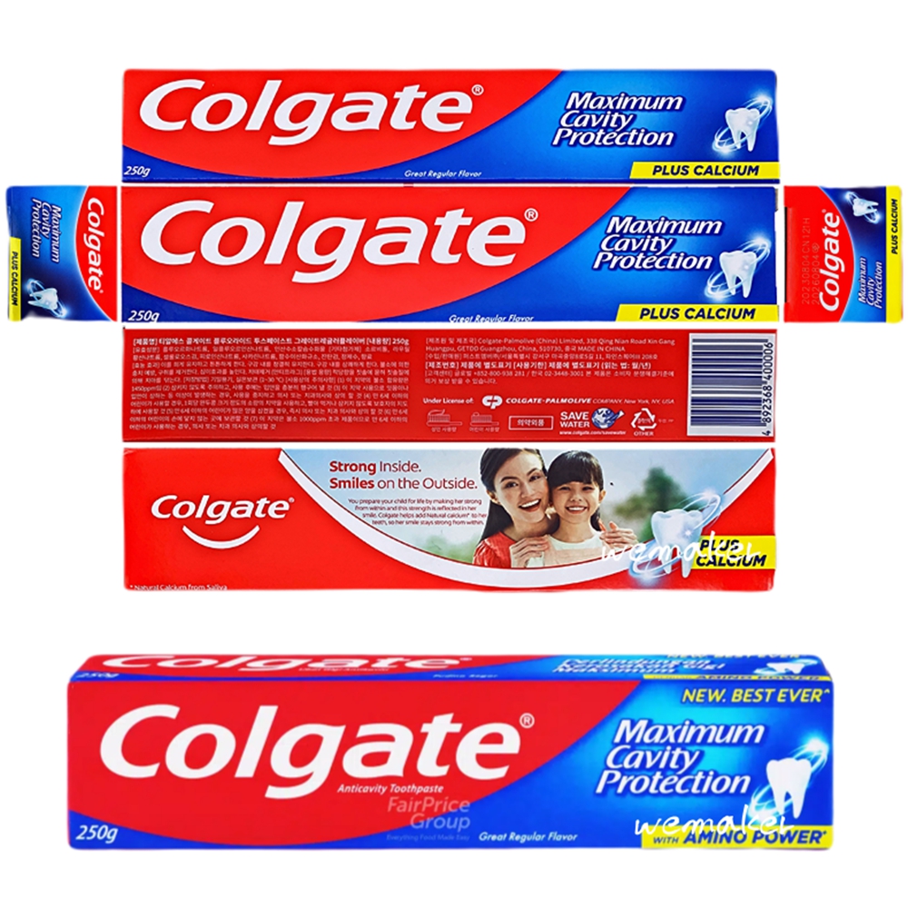 콜게이트치약 그레이트 레귤러 고불소치약 잇몸 여행용 대용량 250g 6개 - 상품 이미지