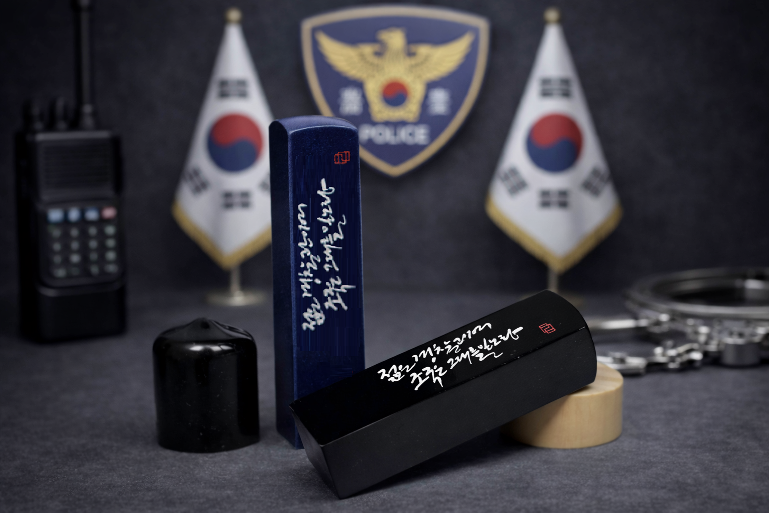 수제도장 경찰도장 젊은(가로) 인감 임용 진급 영전 단체 기념 선물 - 상품 이미지