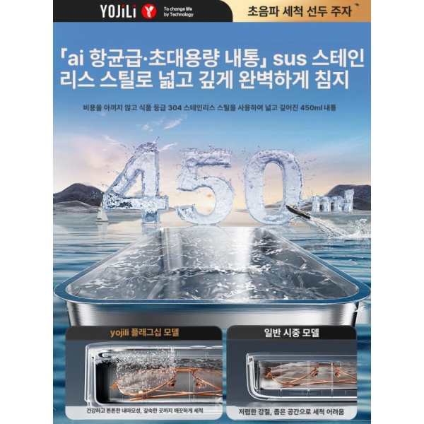 프리미엄 안경 초음파 세척기 딥블루 렌즈 다용도 가정용 살균기 플래그십 플래그십 딥블루 - 상세 이미지 5
