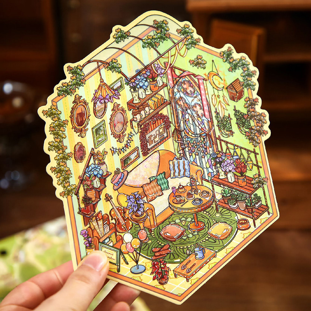 [세트구매 2종] 3D방꾸미기 다꾸 스꾸 씬스티커 고요한 시간 이미지 2