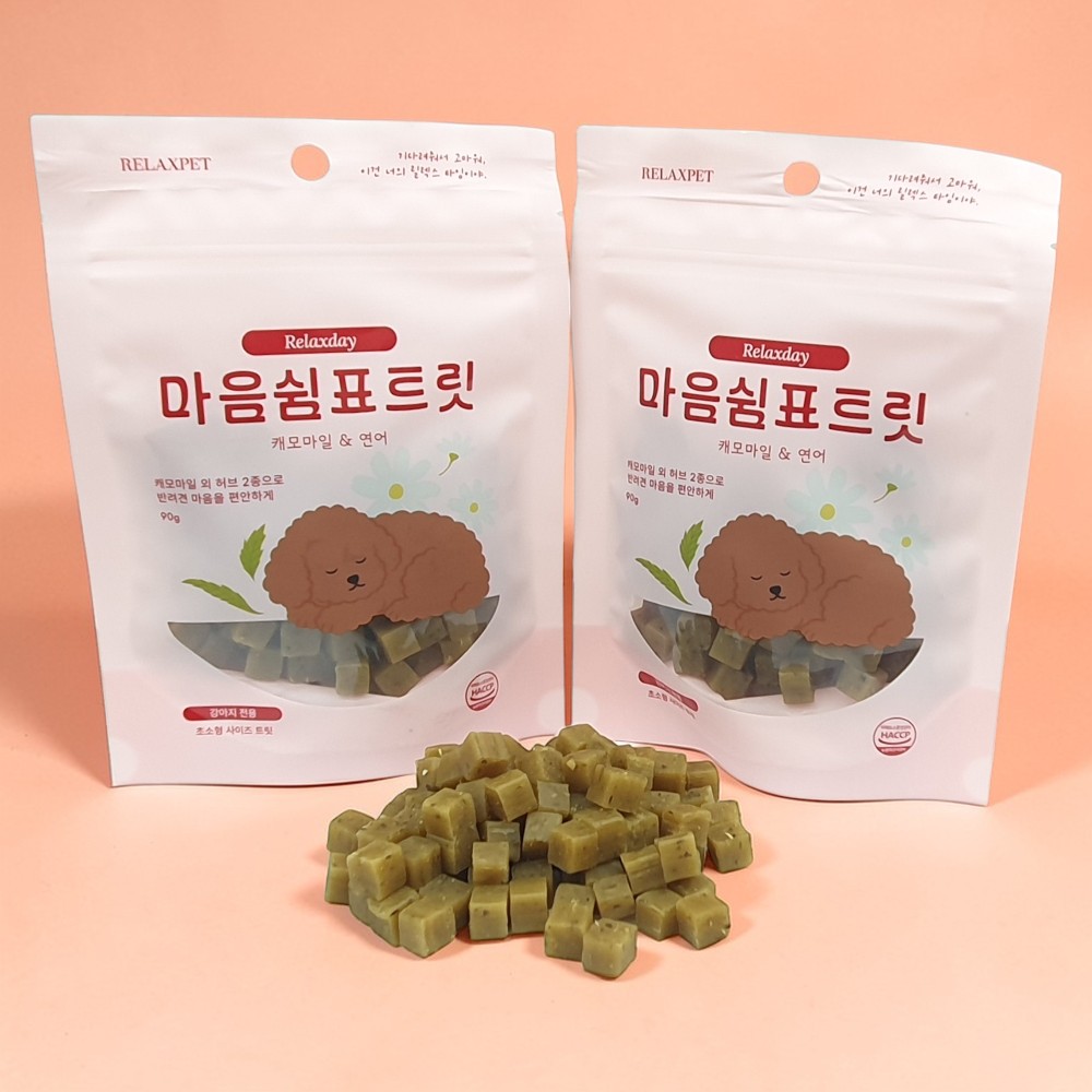 릴렉스펫 강아지 노즈워크 간식 훈련용 알러지 강아지 가수분해 간식 큐브 캐모마일/연어, 90g, 1개 - 상세 이미지 4