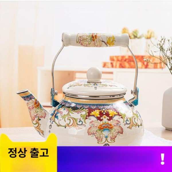 캠핑용 몽골 주전자 밀크팟 범랑주전자 에나멜 1.5L 골드 핸들 프래그런트 필터포함 프리사이즈 1.5L 앤 화이트 스펙클 필터없음 프리사이즈 - 상세 이미지 2