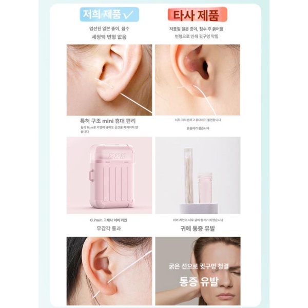프리미엄 귀청소실 이어클리너 세트 냄새제거 귀소독 민트 180개입 180개입 민트 - 상세 이미지 3