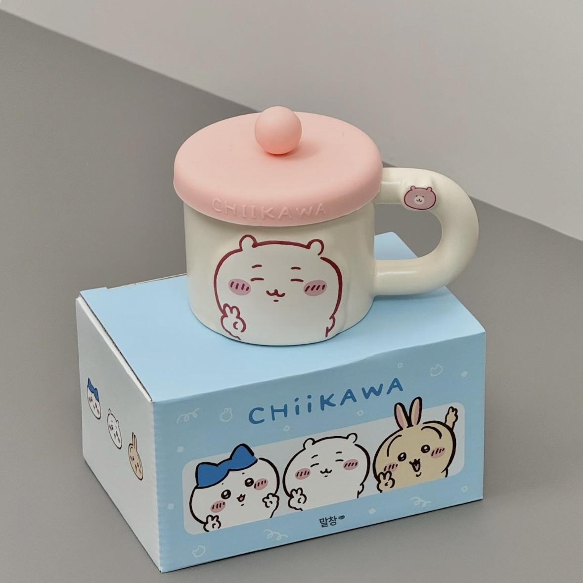 치이카와 세라믹 물컵 먼작귀 머그 컵 음료 커피 차 우유 우사기 하치와레 치이카와 [컵 뚜껑 포함] 프리사이즈 - 상세 이미지 2