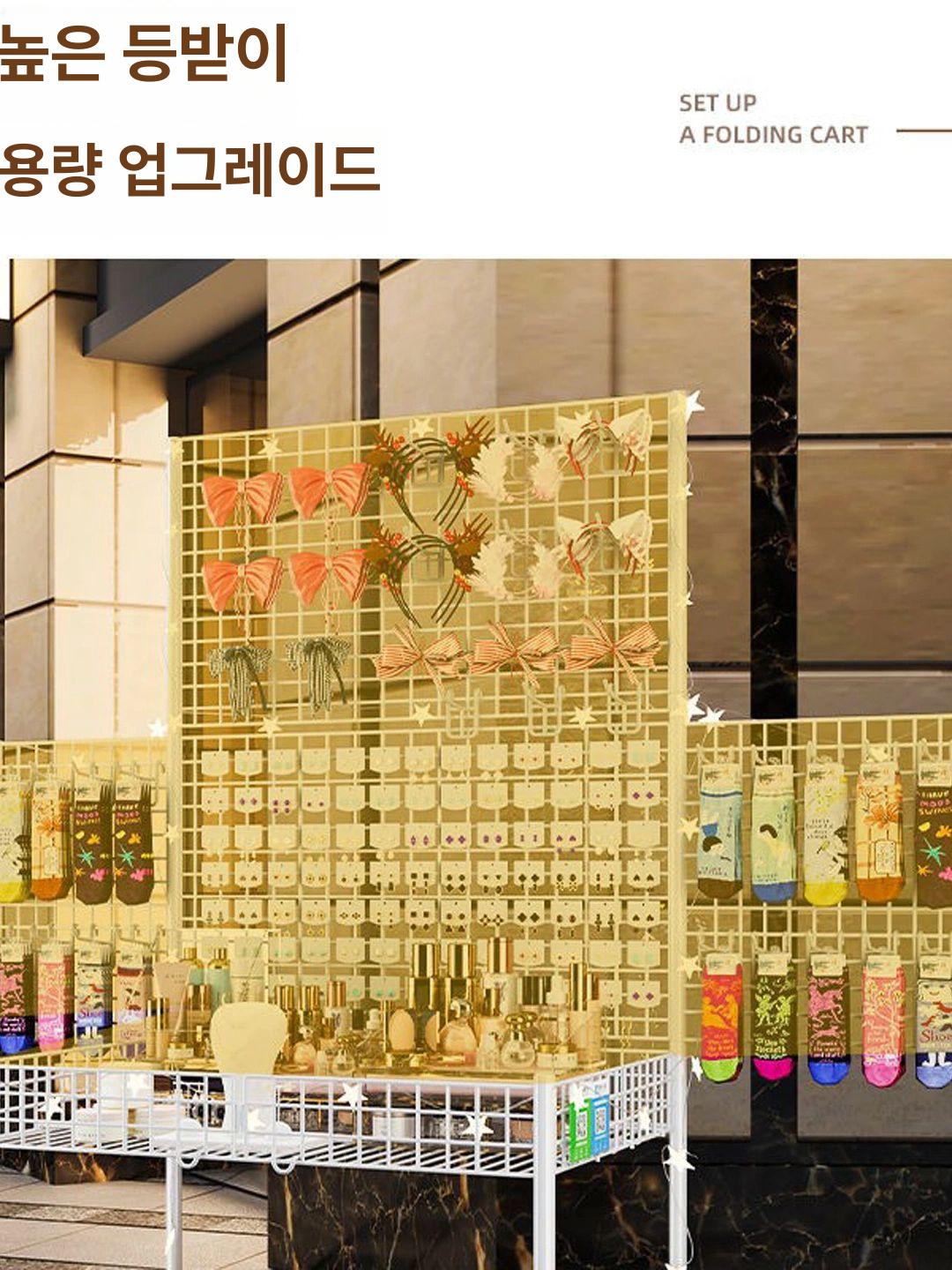 야시장 판매대 이동식 플리마켓 가판대 행사매대 화이트 65cm 소형 바퀴 - 상세 이미지 3