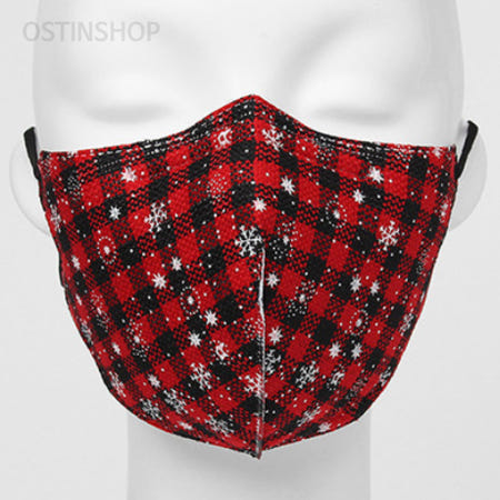 오스틴샵 체크 입체 패션 마스크 레드 블랙 체크마스크