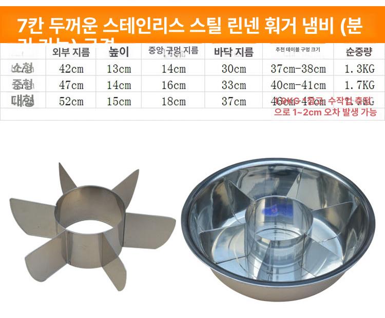어묵 전골 꼬치용 분리형 오뎅탕 오뎅바 원형 스테인레스 7칸 린넨 42cm - 상세 이미지 5