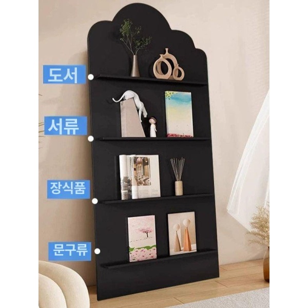 모던 아치형 블랙 매거진랙 잡지꽂이 전면책장 160x60 90 x 40 블랙 아치형 - 상세 이미지 3