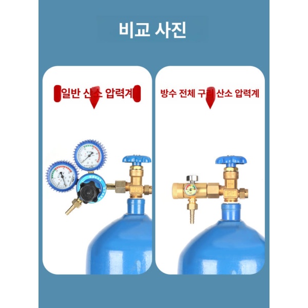 정밀 산소 압력 게이지 측정기 레귤레이터 밸브 프로판 전동구리이중게이지산소압력조절가능 산소압력조절불가 - 상세 이미지 2