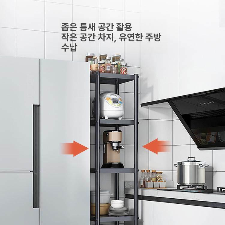 밥솥레일 선반 슬라이딩 수납장 렌지대 초두께 건메탈그레이 철제 - 상세 이미지 4