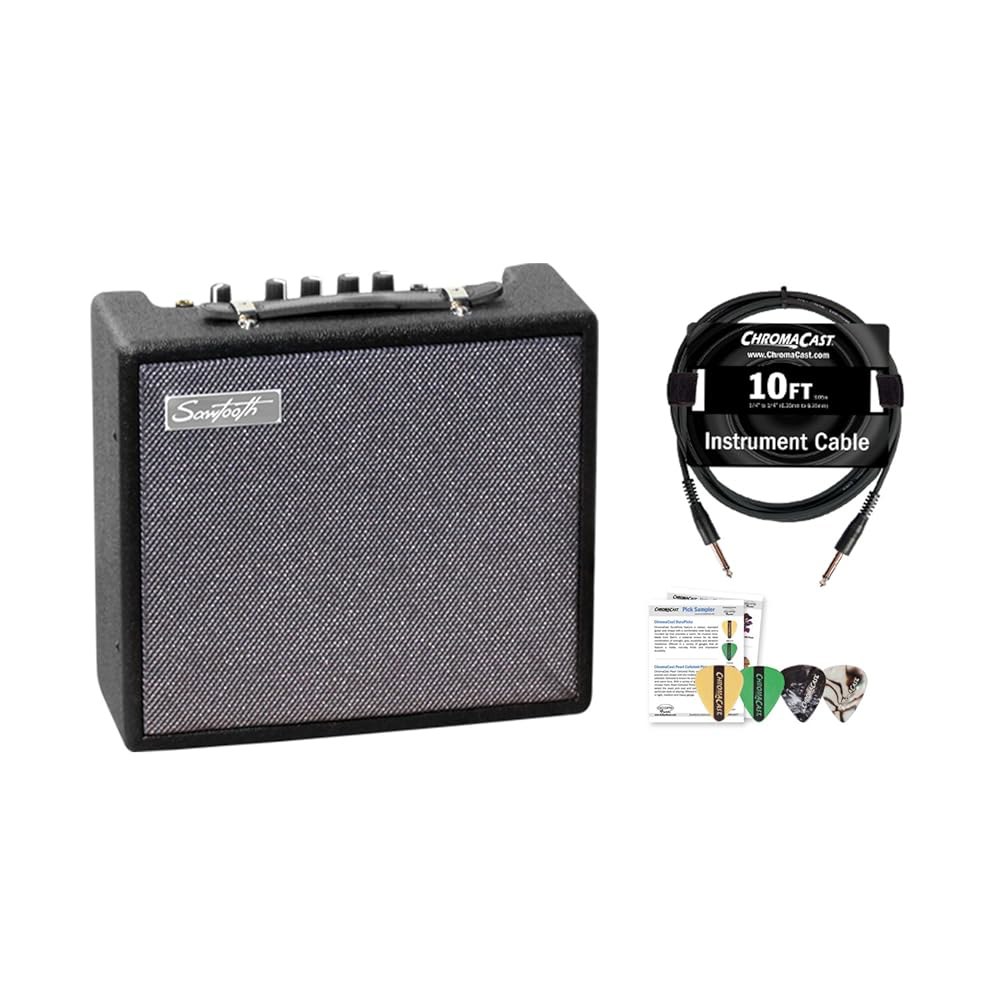 톱니 10와트 전기 기타 앰프(악기 케이블 및 픽 샘플러 포함) Guitar Amp - 상품 이미지