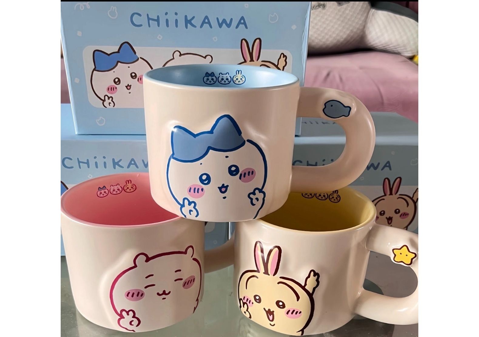 치이카와 세라믹 물컵 먼작귀 머그 컵 음료 커피 차 우유 우사기 하치와레 치이카와 [컵 뚜껑 포함] 프리사이즈 - 상세 이미지 5