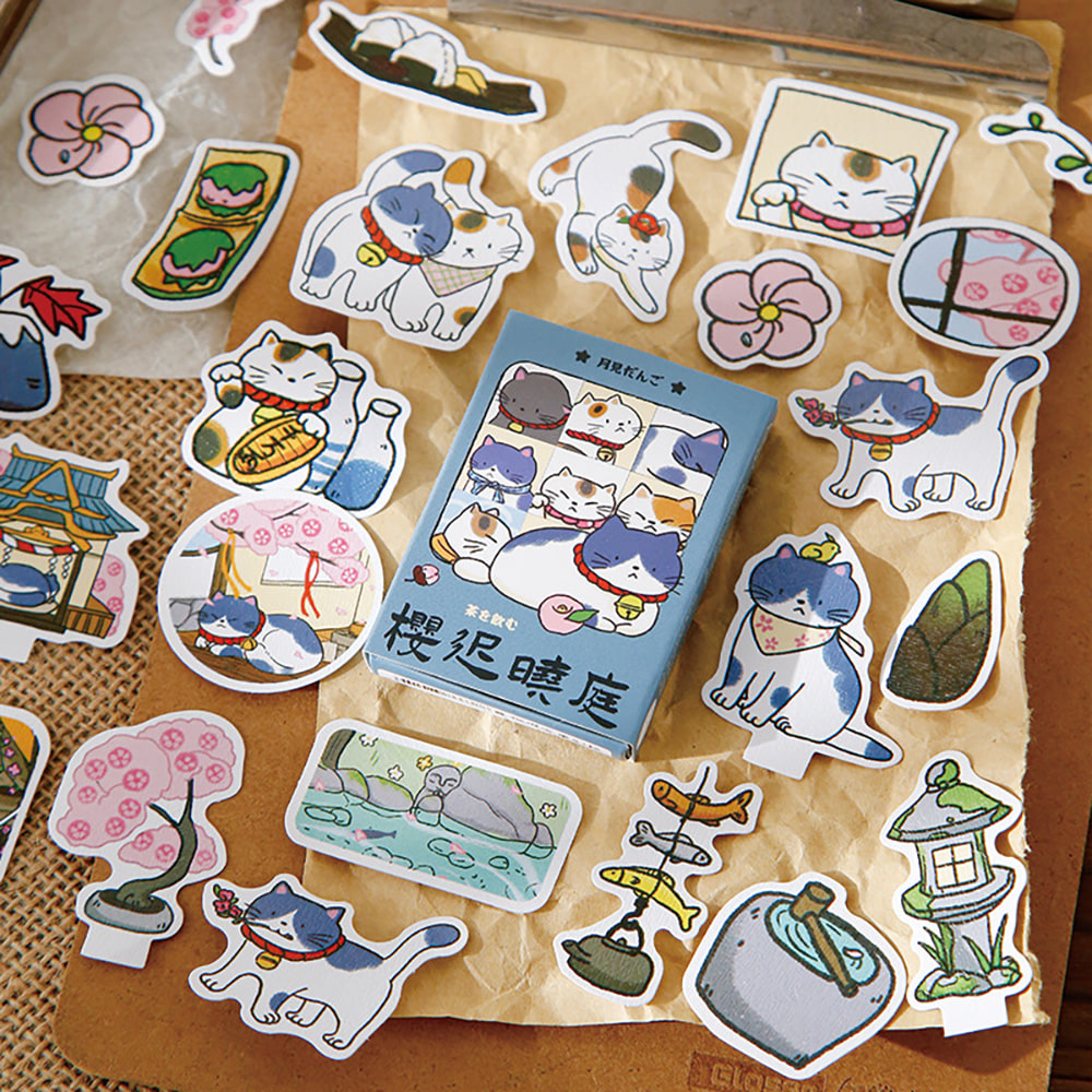 [세트구매 4종] 일본풍 고양이 다꾸 박스스티커 이미지 3