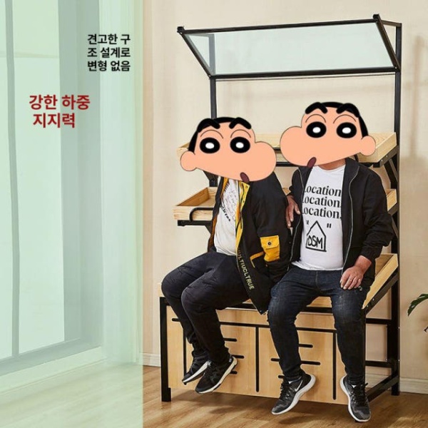 프리미엄 진열대 마트 과일 선반 빵 가판대 매대 살구색 60 이중 행 표지판 있음 로즈레드 커피색 단일 행 4단 두꺼운 - 상세 이미지 5