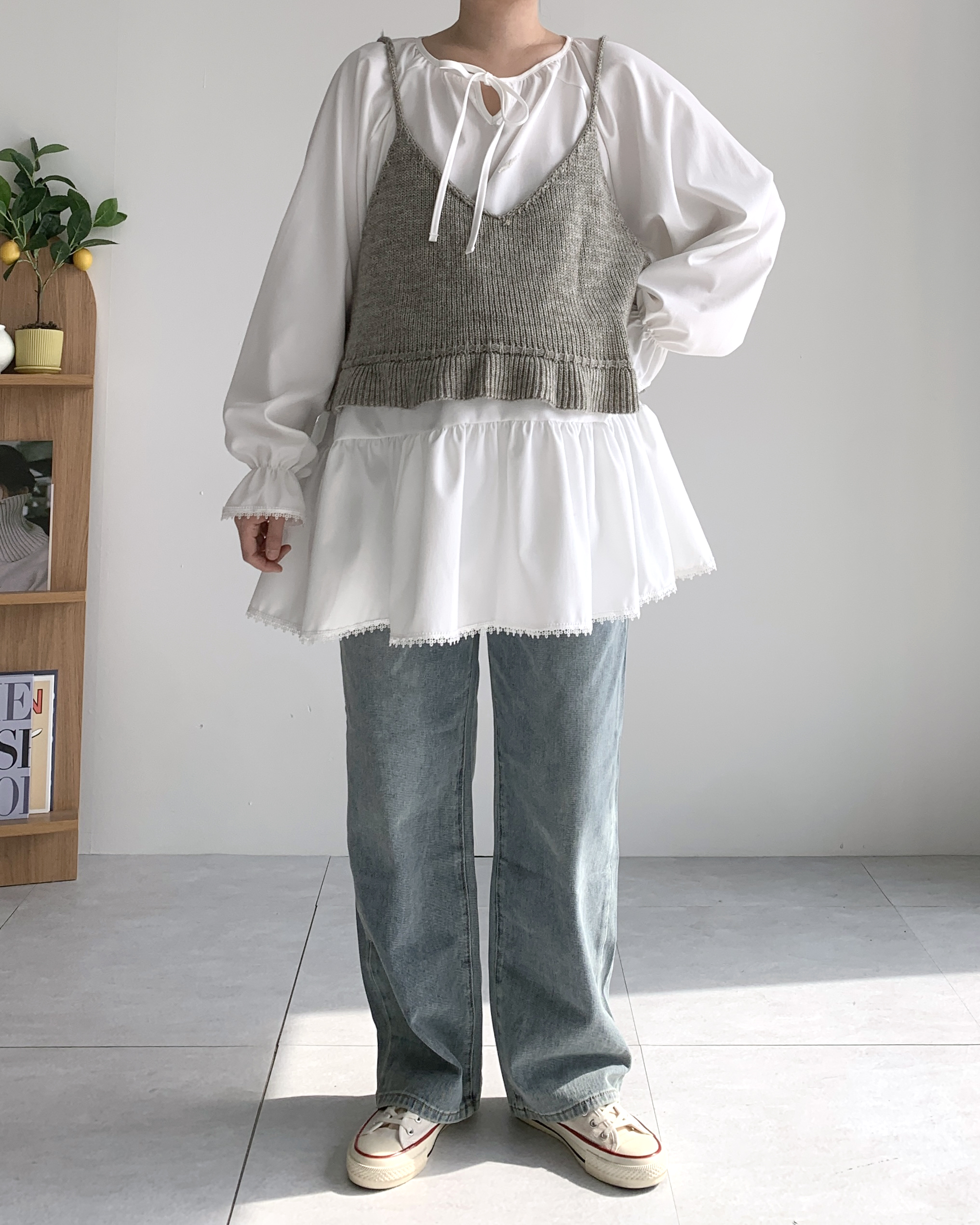 레이스블라우스 화이트블라우스 임산부 프릴블라우스 이미지 6