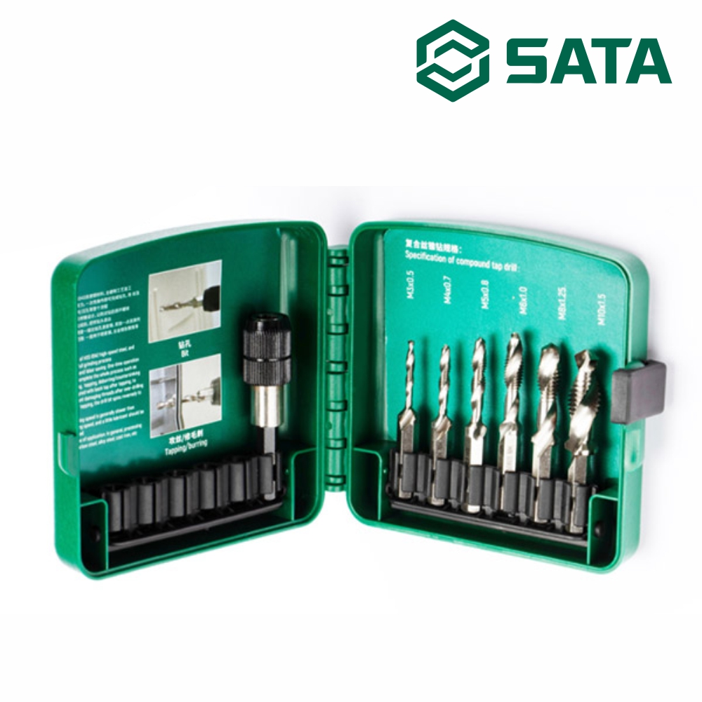 사타 SATA HSS 탭드릴 세트 7PCS 50457 스파이럴탭 나사산 기리 비트 - 상품 이미지