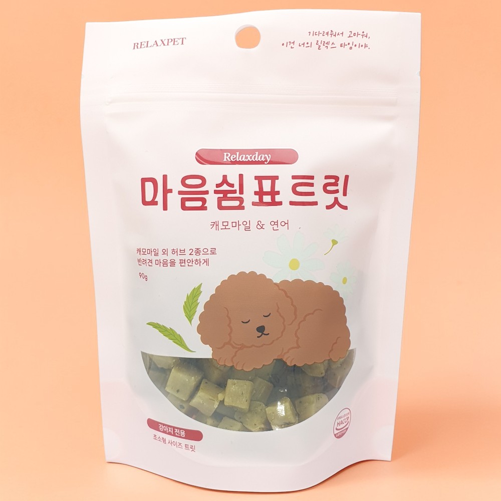 릴렉스펫 강아지 노즈워크 간식 훈련용 알러지 강아지 가수분해 간식 큐브 캐모마일/연어, 90g, 1개 - 상세 이미지 2
