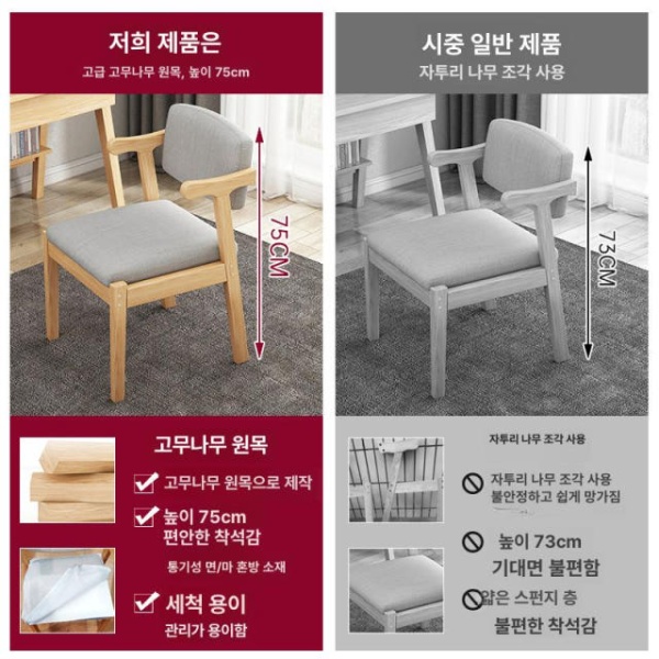 프리미엄 원목 암체어 다이닝체어 호두나무 팔걸이 엔틱 카페 식당 무도장 내추럴 우드 무도장 내추럴 우드 - 상세 이미지 3