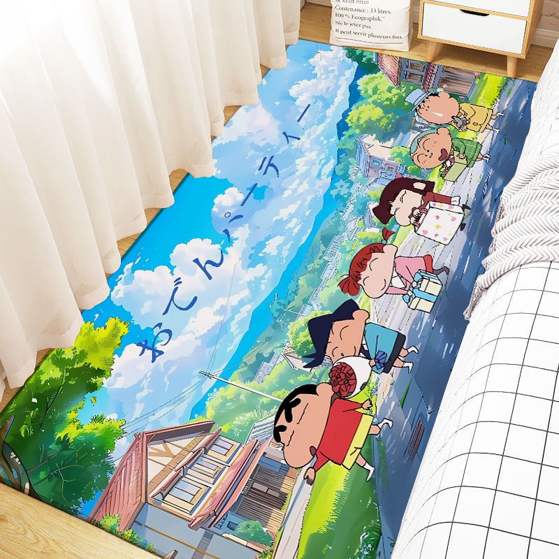 짱구 러그 바닥 매트 기숙사 침실 침대 옆 거실 장식 크레용 신짱 VLD17 60 x 40cm - 상품 이미지