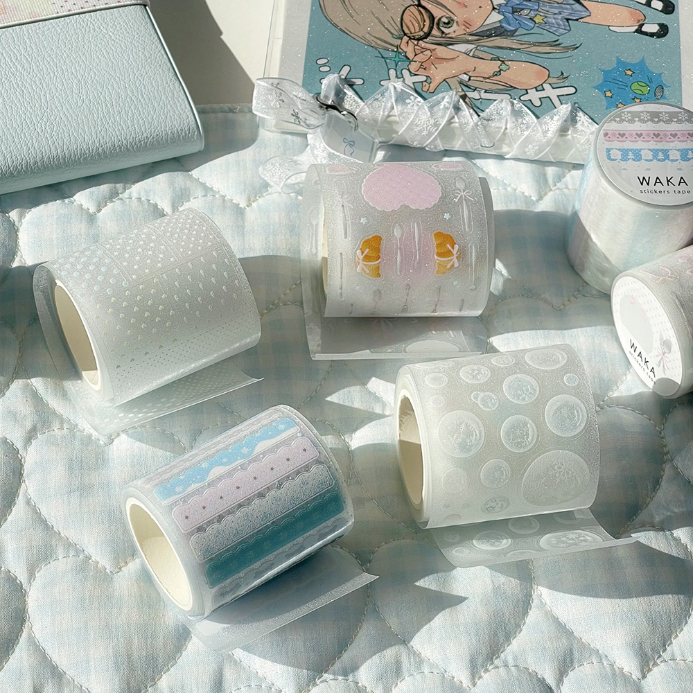 와카와카 첫눈 겨울 무광 글리터 PET 다꾸 마스킹테이프 버블 스노우 실사용 후기 | 효과 있을까? - 대표 이미지