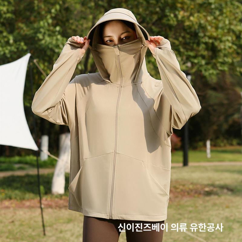 초경량 여성 냉감 바람막이 자외선차단 봄 여름 후드집업 아이스 uv 연녹색 M(40-57.5kg) - 상세 이미지 5