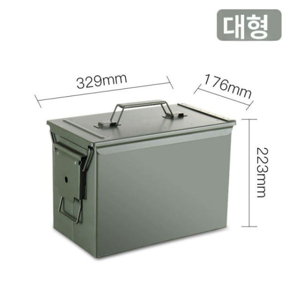 튼튼한 탄약통 공구함 적재함 보관함 탄통 철제 상자 캠핑 미디엄 올리브그린 스몰 올리브그린 - 상품 이미지