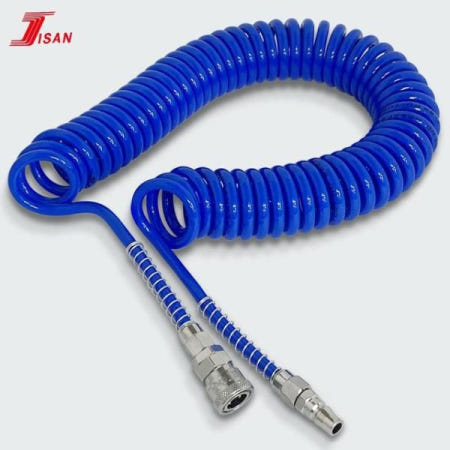 지산호스테크 코일 에어호스 (청7.5M) 튜브 콤프레샤 타카 에어건