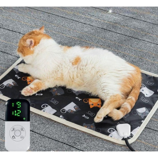 프리미엄 고양이 강아지 전기장판 반려동물 온열 매트 항온 방수 3단 온도 조절 30 x 35cm 블랙 캣 3단 온도 조절 30 x 30cm 블랙 - 상품 이미지
