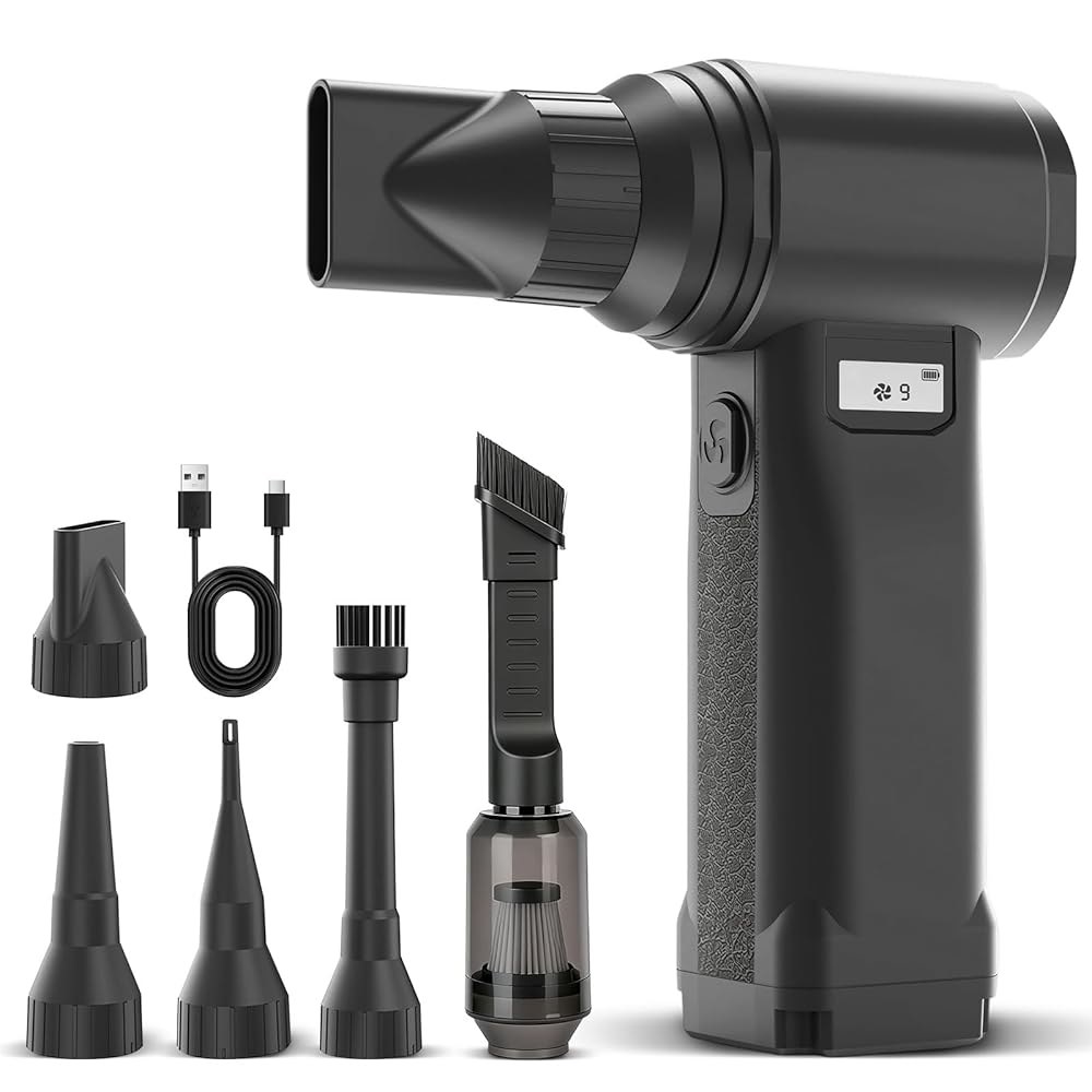OVVGO 전기 압축 공기 먼지 제거기, 제거용 30,000RPM 무선 송풍기, 제거기/진공 2-in-1, 10단 속도, 20,000mAh 충전식 및 PC, 키보드, 자동차, 실외 - 상품 이미지