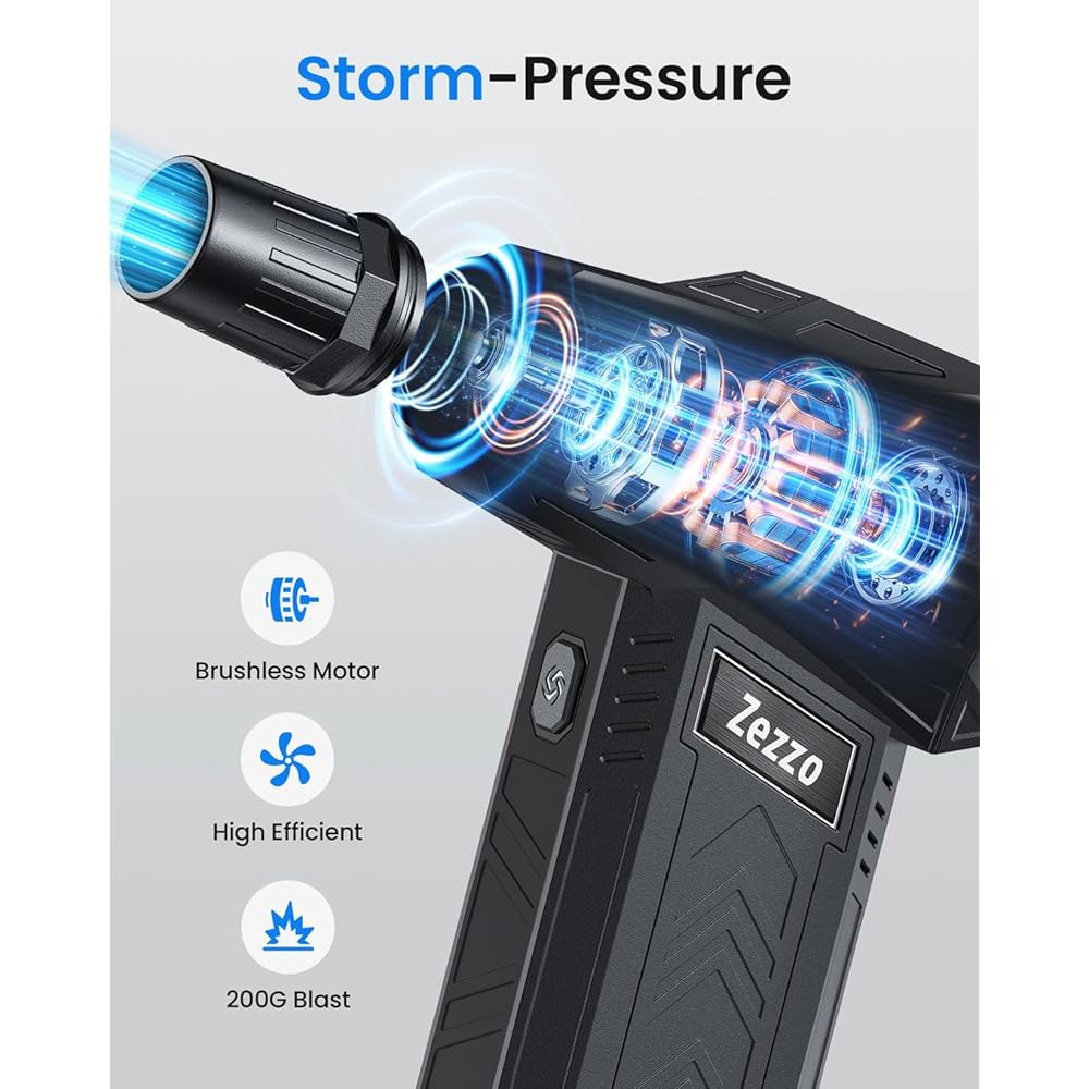 제조판 압축 공기 집진기-180000RPM 초강력 전기 집진기, 먼지 청소용 3단 조절 고속 브러시리스 모터 송풍기 PC / 키보드 자동차 - 상세 이미지 2