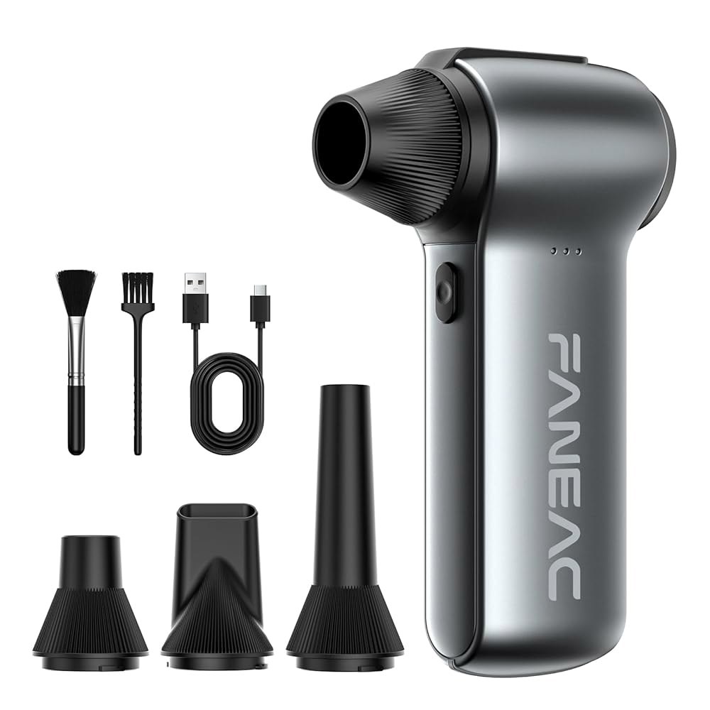 FANEAC X115 압축 공기 더스트 - 130000RPM 초강력 전기 더스트, 컴퓨터, 키보드, 전자제품 실내외용 3단 속도 미니 송풍기 - 상품 이미지