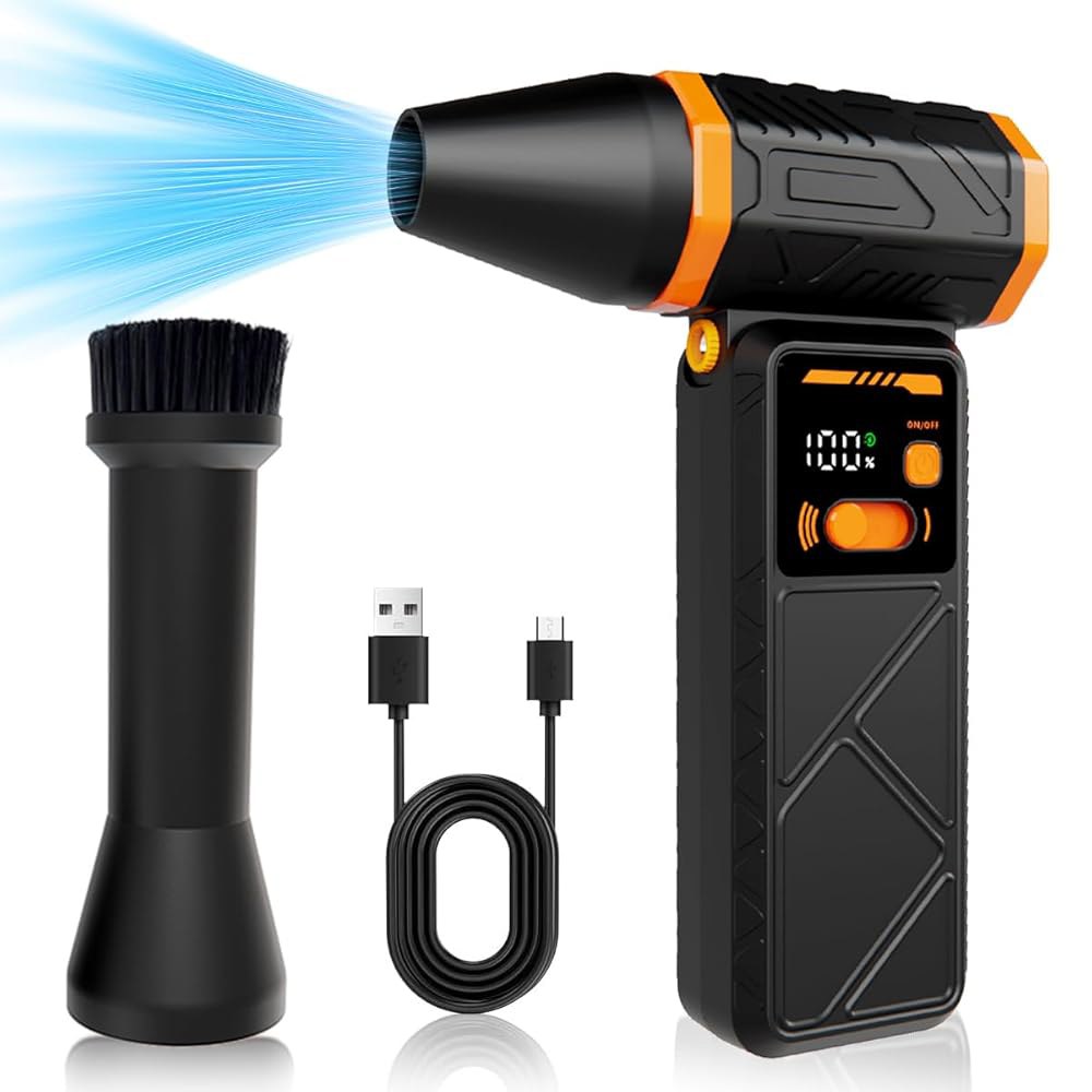 압축 공기 집진기, LED 조명이 있는 330,000RPM 전기 충전식 무선 미니 송풍기 조절식 스텝리스 콘트롤, 컴퓨터, 키보드, 집, 실외 및 자동차용 LCD가 먼지 - 상품 이미지