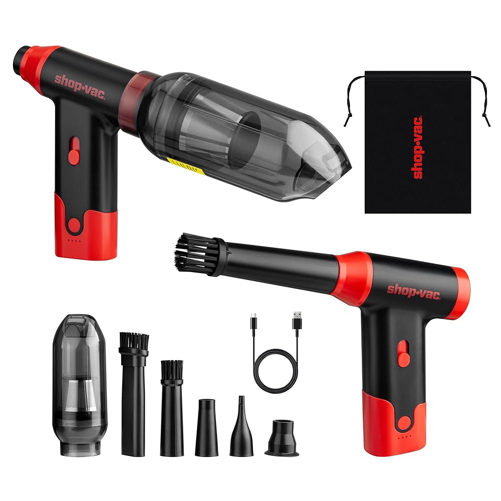 Shop-Vac 2-in-1 전기 에어 더스터 & 진공, 브러시리스 모터가 장착된 1100,000RPM 무선 송풍기, 가변 속도 및 충전식, 컴퓨터, 키보드, 집, 실외 자동차용 - 상품 이미지