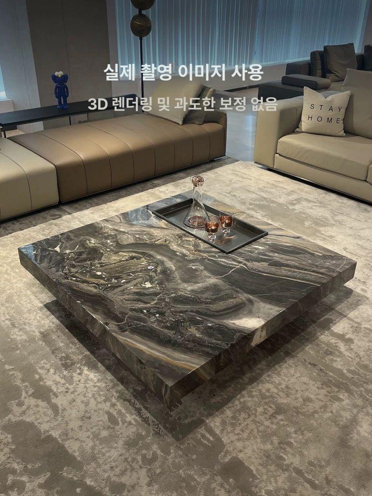 대리석 거실장 침실 모던 서랍형 선반형 티비장 소호 블랙 크리스탈 락 슬랩 0.9m - 상세 이미지 2