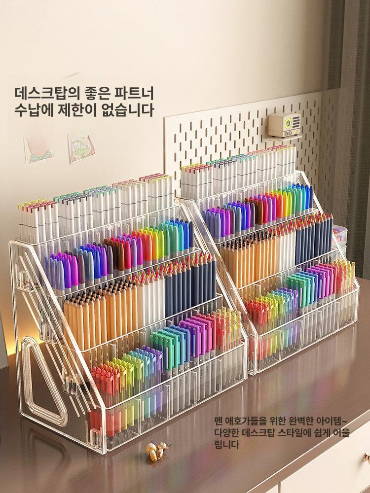 대용량 볼펜 보관함 사무실 필기구 정리함 문구 홀더 4단 20칸 - 상세 이미지 3