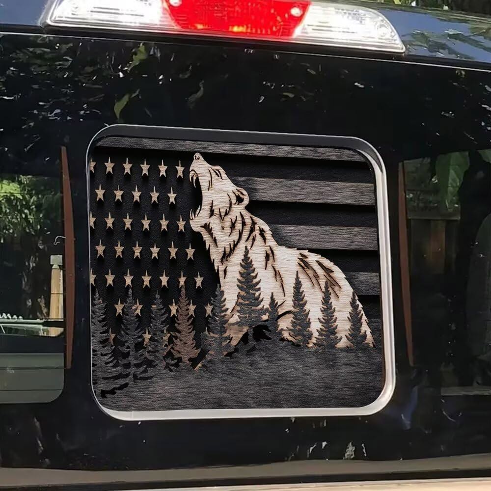 Bear Tree Truck Back Window Accessories,14.1 Decal Flag Sliding Sticker,Rear x Truck,Pickup,SUV,Exte - 상품 이미지