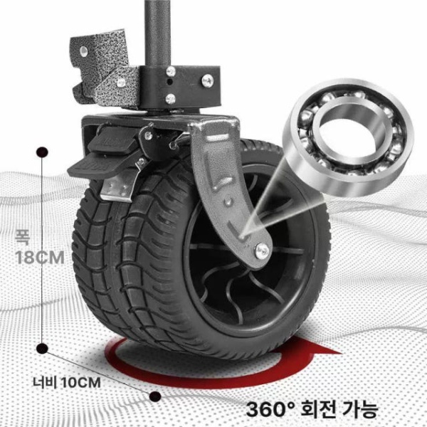 프리미엄 접이식 플랫폼 다용도 손수레 바퀴달린 핸드카트 레드 더블브레이크 탱크휠+연그레이 - 상세 이미지 2