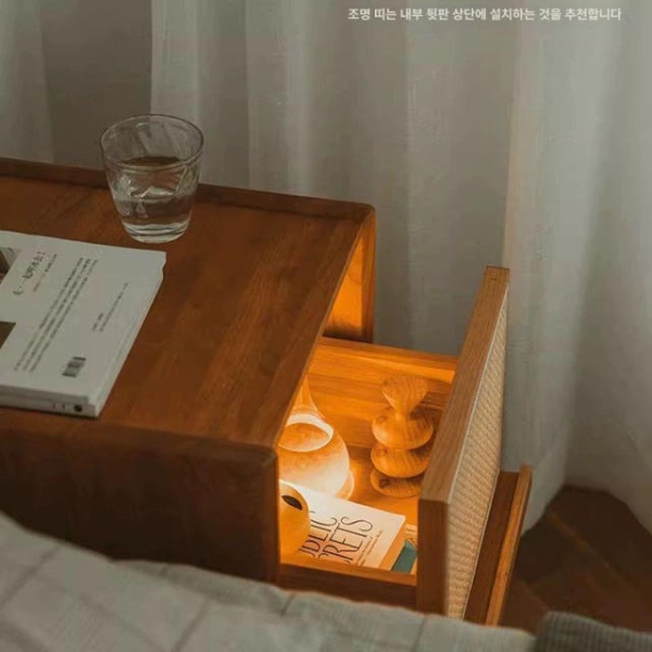 프리미엄 라탄 틈새 다용도 수납형 침대 겸용 장식장 서랍형 체리 무광 조립 필요 체리 무광 조립 필요 - 상세 이미지 3