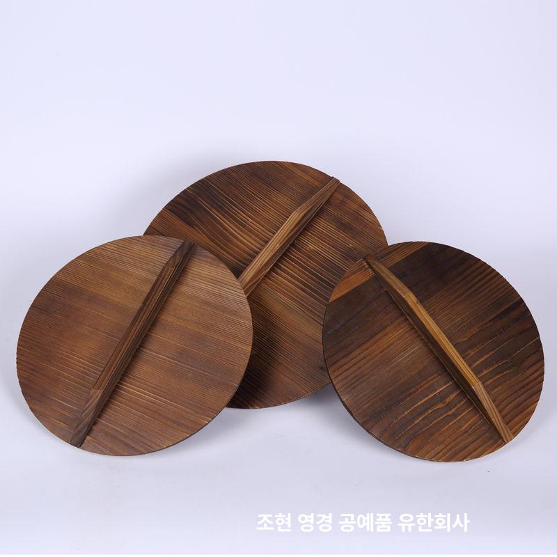 나무뚜껑 돌솥 덮개 고급 원목 냄비뚜껑 뚝배기 업소용 식당 가정용 원형 내열 탄색 지름 30cm - 상세 이미지 3