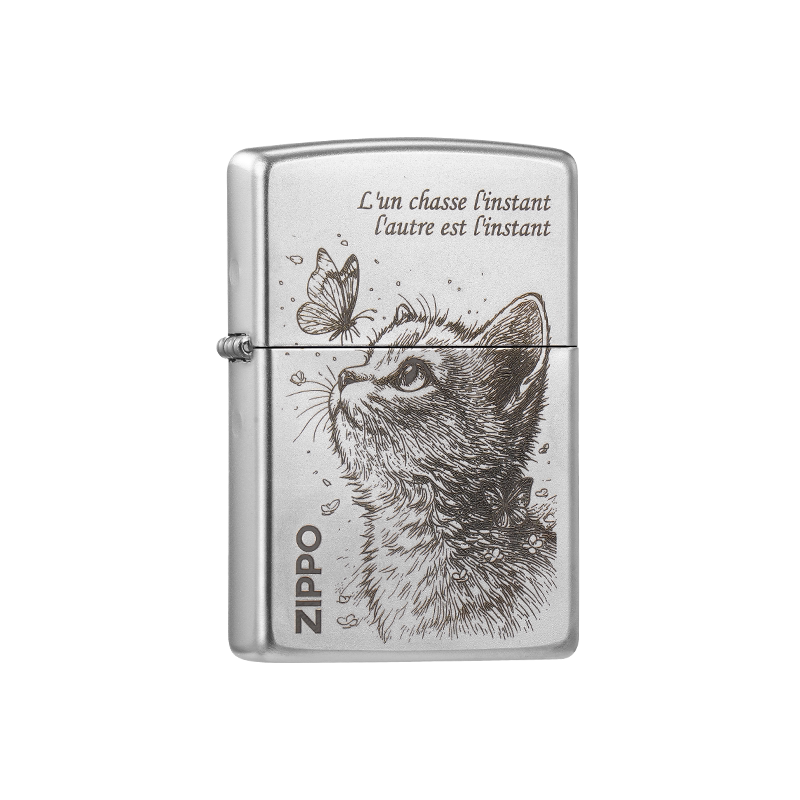 정품 ZIPPO 라이터 고양이 나비 조각  디자인 선물 - 상품 이미지