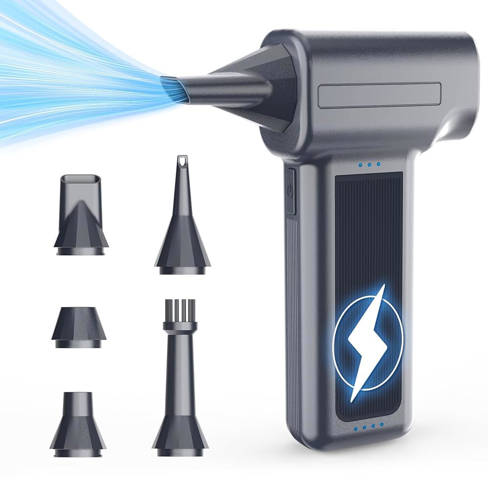 압축 공기 집진기, 300,000RPM 초강력 전기 무선 미니 먼지 송풍기 무단계 풍속 조절 가능한 컴퓨터, 키보드, 실외, 집, 자동차용 - 상품 이미지
